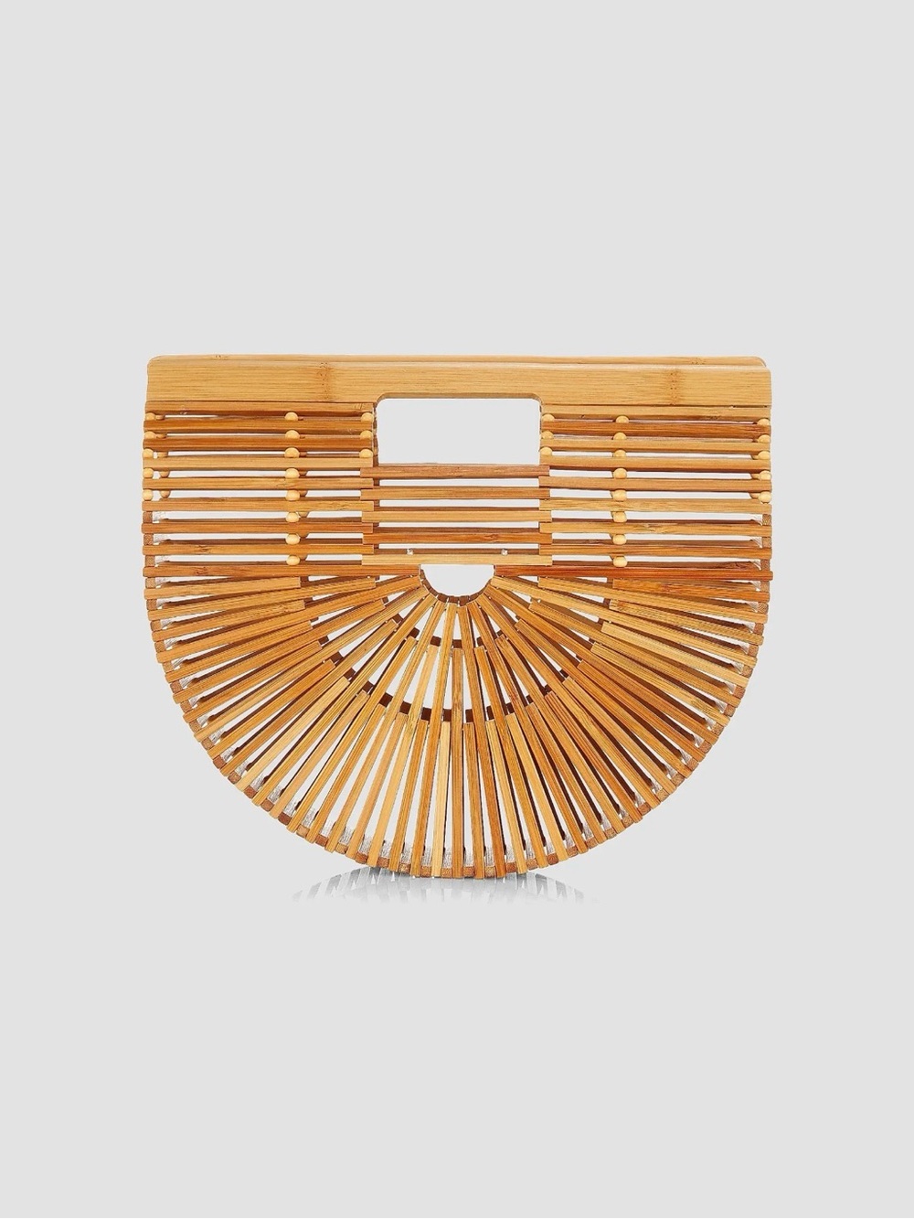 Cult Gaia Half-Moon Bamboo Slatted Bag in Natural